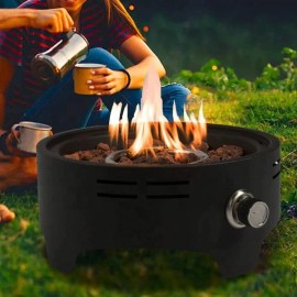 Enjoy 15'' Round Propane Gas Modern Stainless Steel Portable Camping Fire Pit with 40000 BTU for Party UseShape: Round