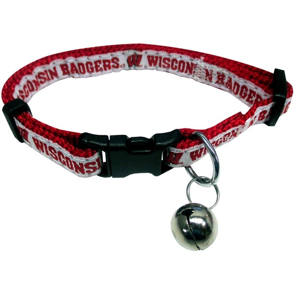 Pets First Collegiate Pet Accessories, Cat Collar, Wisconsin Badgers, One Size