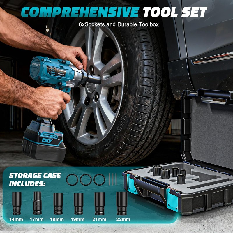 Cordless Impact Wrench 1/2 inch for Makita Battery 900FT-LBS with
