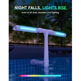 Poolhacker Solar Pool Fountain with 10-Color Lights â€“ Auto Light Sensing, Remote-Control