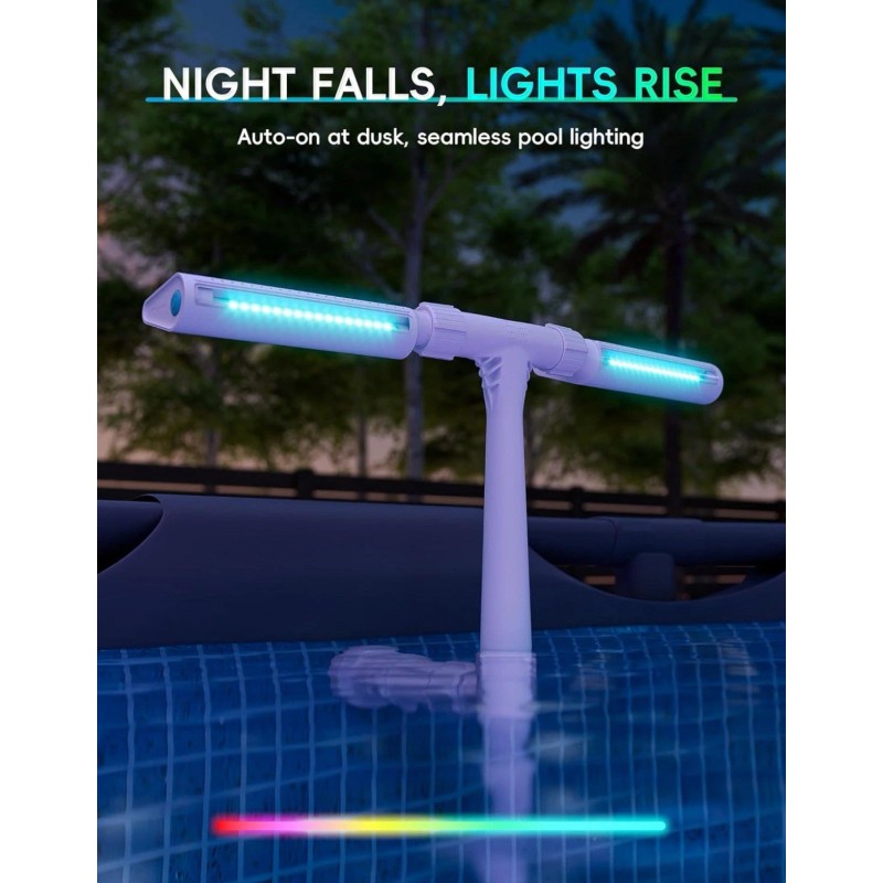 Poolhacker Solar Pool Fountain with 10-Color Lights â€“ Auto Light