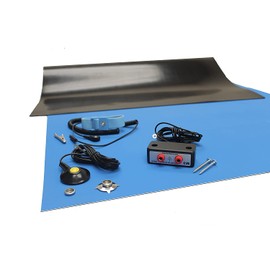 ESD Mat Kit - Anti-Static Table Mat - Heat Resistant Soldering Mat - with a Wrist Strap, Grounding Cable, and Dual Bench Grounding (36" x 72" (3' x 6'), Blue)