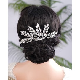 BERYUAN Crystal Bride Hair Comb Teardrop Crytsal Rhinestone Hair Piece Wedding Hair Accessories with Crytsal Rhinestone Bridal Hair Side Comb for Wedding Women and Girls (silver)