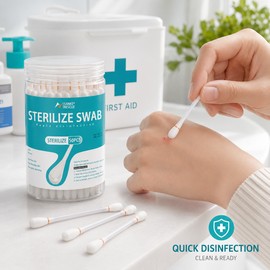 Iodophor Cotton Swabs for First Aid Kits – Individually Wrapped Disposable Cleaning Sticks for Home & Travel