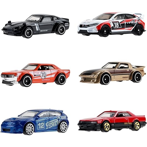 Japanese Import 6 Piece Set Diecast Model Cars by Hot