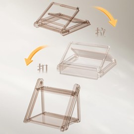 FYBREEK Tea Brown Foldable Perfume Organizer,Makeup Organizer,Clear Acrylic Double Layer Display Stand, Waterproof Cosmetic Storage Rack for Bathroom Vanity Countertop (1PC)