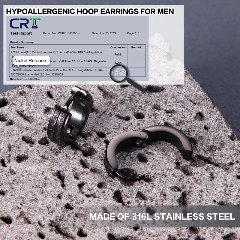 JeweBella 9 Pairs Mens Earrings Hoops Black Hoop Earrings for