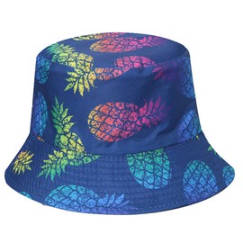 IHAUIUE Sombrero de pescador con estampado de piña colorido con patrón de frutas, reversible, para mujeres, hombres
