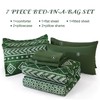 Yiran Dark Green Comforter Queen Size, 7 Piece Boho Aztec