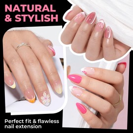 UNA GELLA Almond Shape Nail Tips Short: 504pcs Half Cover Almond Tips