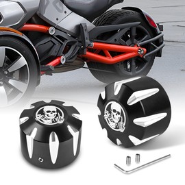 Proyoureye CNC Billet Aluminum Rear Wheel Axle Nut Cover Fit for Can-Am Spyder GS RS RT ST F3 (2008 to Present) | Bolt Locking Cover Axle Covers Nuts (Skull Pattern)