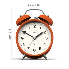 NEWGATE ® Charlie Bell Echo Alarm - Small Contemporary Bedside Alarm Clock - Bedroom Accessories - Alarm Clocks - Desk Clock - Mantel Clock - Bedside Clock - Arabic Numerals (Orange)