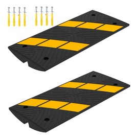 BESEA Car Driveway Ramps Rubber Curb Ramp 22000lbs Load Capacity 2.6INCH Rise Curbside Bridge Ramp for Warehouse Garage Sidewalk(1-Channel, 2Pack)