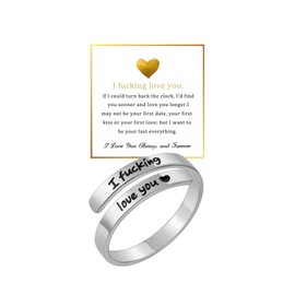 IENRGJ I Fcking Love You Ring For Women, Adjustable Stainless Steel Silver Promise, Hope Rings, Ring For Girlfriend/Wife Birthday Gifts Jewelry