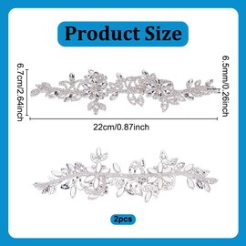 NBEADS 2 Pz. Toppa con Applicazione di Strass Simmetrica, Fiore Ab Crystal Applique Patch Cintura Da Sposa per Abbigliamento Fai Da Te Decorazione Abito Da Sposa, Argento, 22X6.7cm