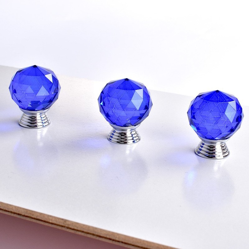 ANJUU 12 Pcs 30mm Round Shape Crystal Glass Cabinet Knobs
