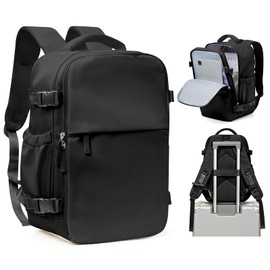 SEAFEW Travel Backpack for Women Carry on Luggage Backpacks Flight Approved Waterproof Outdoor Hiking Casual Daypack 14 Inch Business Laptop Backapck Men F1- Black