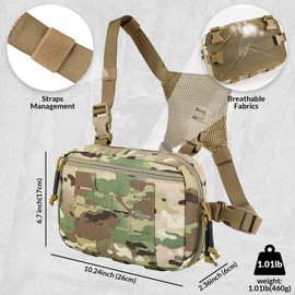 VOTAGOO GEAR Tactical Chest Pack 2L Utility Molle Chest Rig CCW Chest Pouch Hiking Hunting Fishing Running Bag EDC Outdoor Pack (CP)