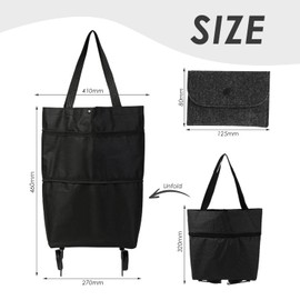 1 x shopping bag trolley, 1 x coin purse, shopping bag with wheels, foldable shopping trolley bag with large capacity