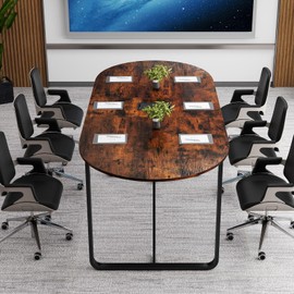 Giantex 71" Conference Table, Large Oval Meeting Table with Cable Management Grommet, Sturdy Metal Legs, Industrial Business Training Seminar Desk for Office Conference Room Boardroom