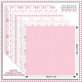 24 Sheets Preppy Pink Bow Scrapbook Paper, Coquette Bow Ribbon and Floral Decorative Craft Paper Folded Flat for Birthday Wedding Baby Shower Card Making Photo Album Decor, 12'' x 12''