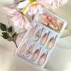 CJDLTS 24Pcs Rhinestones Press on Nails Medium Almond Shaped Pink