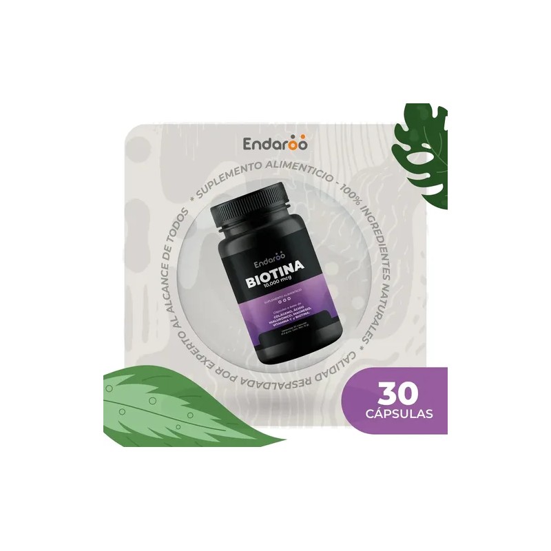 Biotina 10,000 Mcg Con Colágeno, Ácido Hialurónico, Magnesio 30 Cápsulas