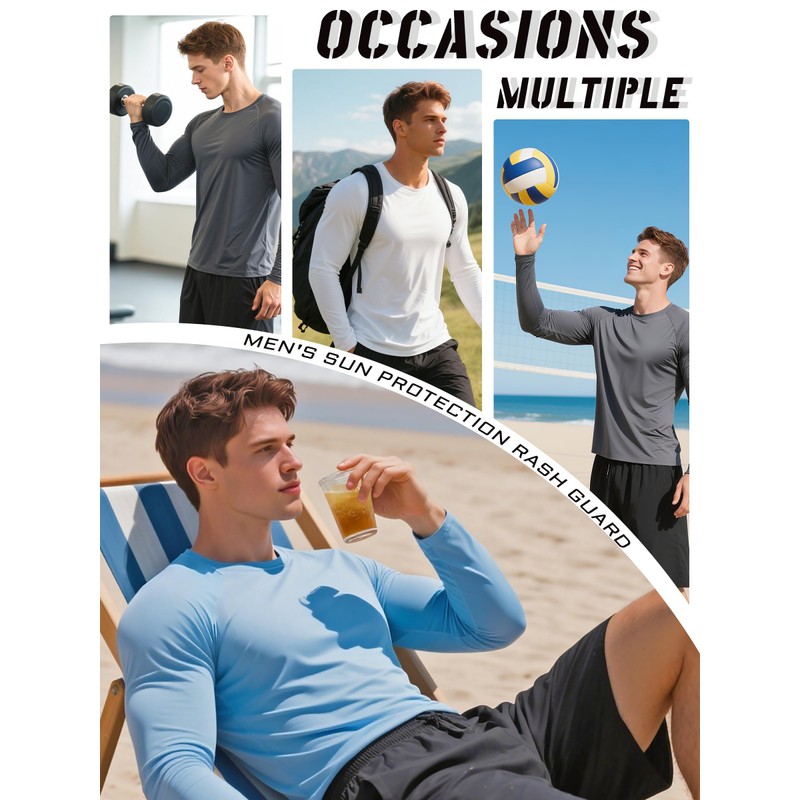 KEFITEVD Maglietta Protezione UV UPF 50+ Uomo Maniche Lunghe Estiva