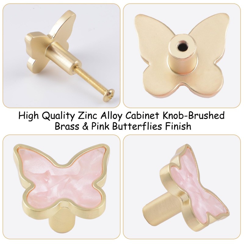 MOROBOR Decorative Butterfly Kitchen Cabinet Knobs, 6 Pack Creative Dresser