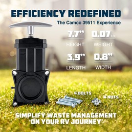 Camco RV Replacement Waste Valve with Handle - Features Durable Metal Handle & 1.5-Inch Diameter Valve Opening (39501)