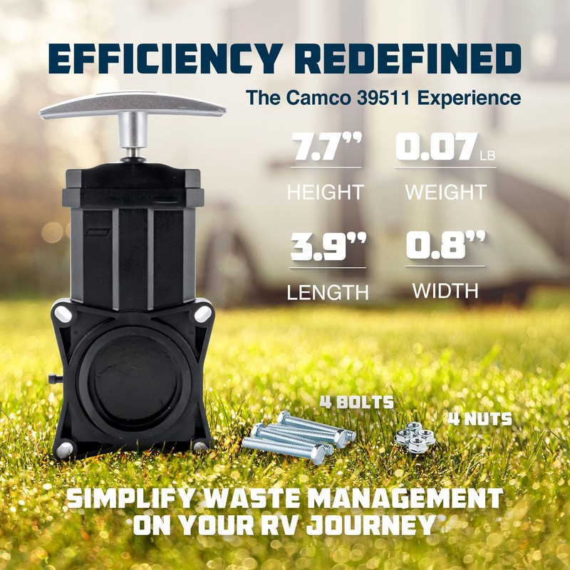 Camco RV Replacement Waste Valve with Handle - Features Durable