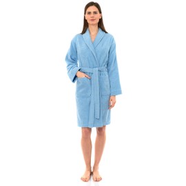 TowelSelections Women’s Robe, 100% Cotton Short Terry Shawl Bathrobe Large Angel Falls