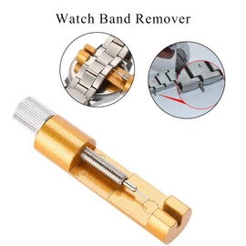 Watch Band Strap Link Pin Adjuster Remover, Metal Bracelet Strap Pins Removal Device, Adjustable Repair Tool Accessory Kit for Watchmakers with 3 Extra Pins (Gold)