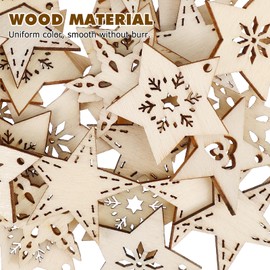 50pcs Wooden Star Slices Mini Star Embellishments DIY Crafts Stars Wooden Star Shape Tags for New Year Valentine