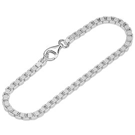 NKlaus 12492 Men's Bracelet 925 Sterling Silver 20 cm Venetian Chain Diamond-Coated, Sterling Silver
