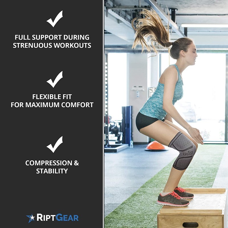RiptGear Knee Compression Sleeve - 2 Pack - Braces for