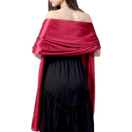 Scarves and Wraps for Women Evening Dresses Satin Scarf Extra Long Wedding Bridal Party Bright Stole, darkred