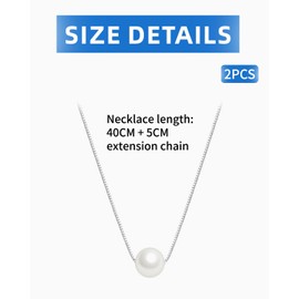 HSIXHAF 2pcs Tiny Pearl Pendant Necklace, Floating Pearl Necklace, Minimal Boho Clavicle Necklace, Jewellery for Women and Girls, Gold and Silver, Stainless Steel