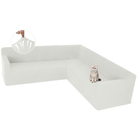 ALIECOM Stretch Corner Sectional Couch Covers L Shape Sofa Covers Washable Sectional Slipcovers U Shape Jacquard Living Room Pet Dogs Furniture Protector with Elastic Bottom (Light Grey, X-Large)