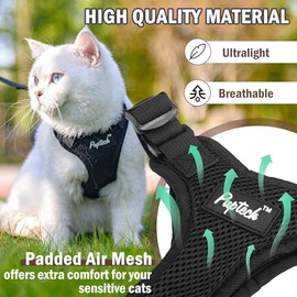 PUPTECK Juego De Arnés Y Correa para Gatos A Prueba De Escape para Caminar, Chaleco Mash Transpirable Arnés Ajustable para Gatos Cachorros Animales...
