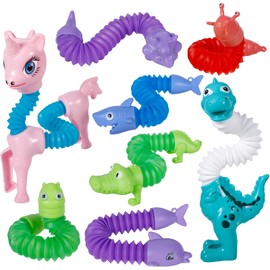 XUNIVERS Sensory Toy, Pack of 8 Colourful Sensory Toy, Mini Pop Tubes, Autism Toy, Party Gifts for Children from 1 2 3, Stress Relief Toy, Stretchy Tube Toys, Anti-Stress Fidget Toys