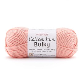 Premier Yarns Cotton Fair Bulky Yarn, Made with Cotton and Acrylic, Ideal Yarn for Crocheting and Knitting, Bulky Yarn, Machine-Washable, Peach, 3.5 oz, 153 Yards