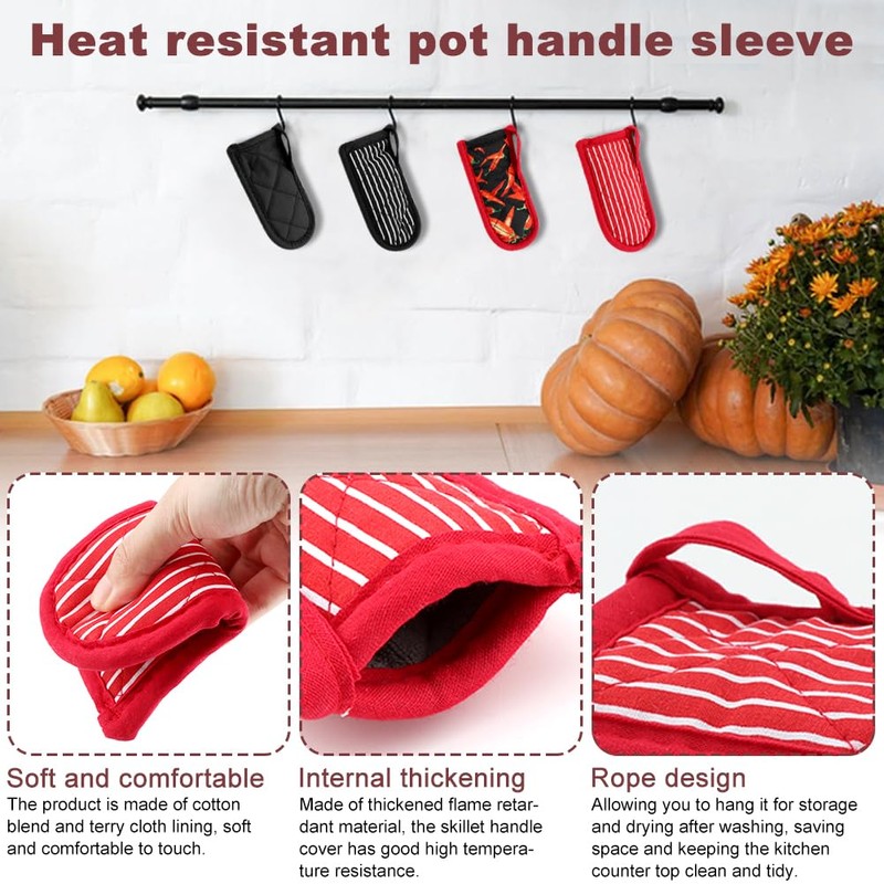 CALIDAKA 4Pcs Pan Handle Sleeve Silicone Hot Handler Holder,Cast Iron