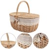Picnic Basket, Outdoor Carrier, Removable Liner, Rustic Woven Wicker Basket