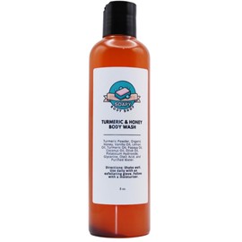Turmeric & Honey Body Wash - Honey Skin Care, Turmeric Oil, Vanilla Oil, Lemon Oil, Papaya Oil, Coconut Oil, Olive Oil, Body Wash, Even Out Skin, Aroma, Blend, Daily, Gentle, Handmade Soap, Honey Soap (8 oz)