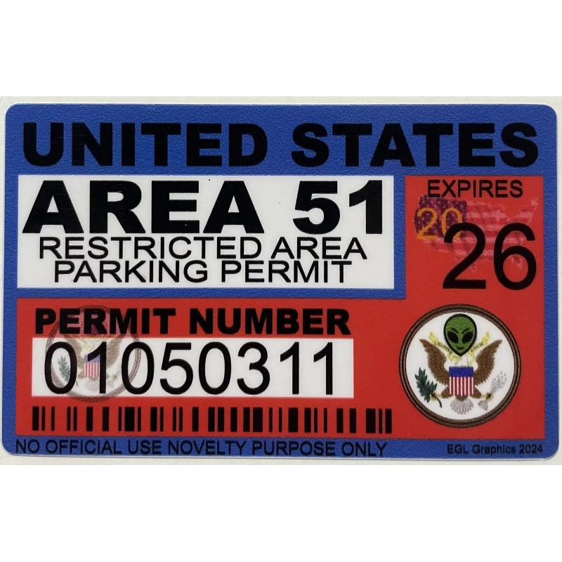 Egl Area 51 License Sticker Permit Funny Decal Bumper Alien