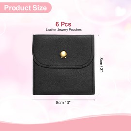 sourcing map 6 Pcs Mini Jewelry Pouch, 8 PU Leather Small Soft Jewelry Package Gift Storage Bag Travel for Women Rings Necklace Bracelet, Black