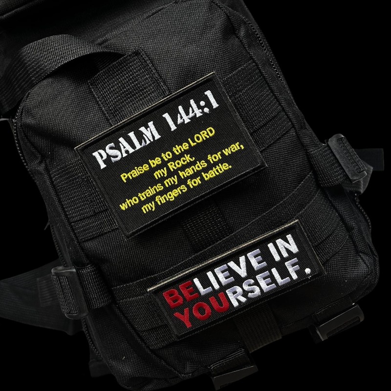Military Tactical Backpack Patches, Psalm 144:1 BNW Combat Badge, Morale
