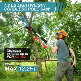 2-in-1 Cordless Pole Saw Battery Powered & Mini Chainsaw, 8" Cutting Brushless Electric Pole Saw,21V Pole Chainsaw; 5.9 -foot Max Reach, 7.2 Lb Lightweight Cordless Pole Saw For Tree Trimming
