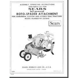 Sears Roto Tiller Implement Lawn Tractor Owner Parts Manual 917.251840 10 pages